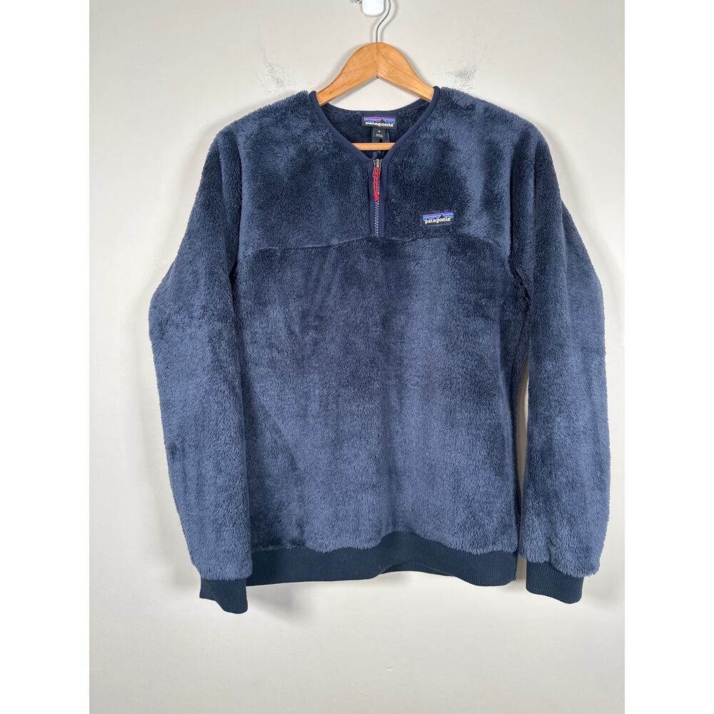 Patagonia Womens Teddy Fleece‎ Double Sided Pullover Size Medium Navy Blue